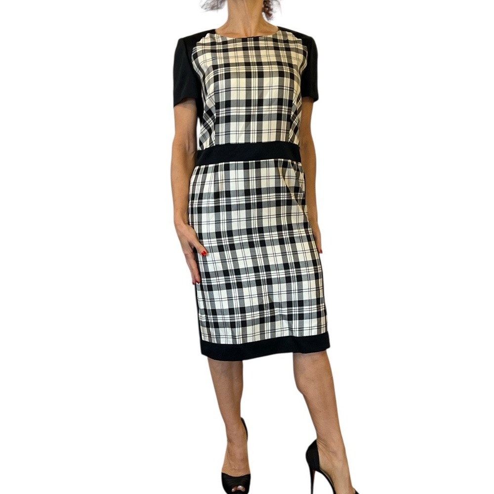 Vintage Bill Blass USA Wool Sheath Dress Plaid Corporatecore Mod Preppy   M/8